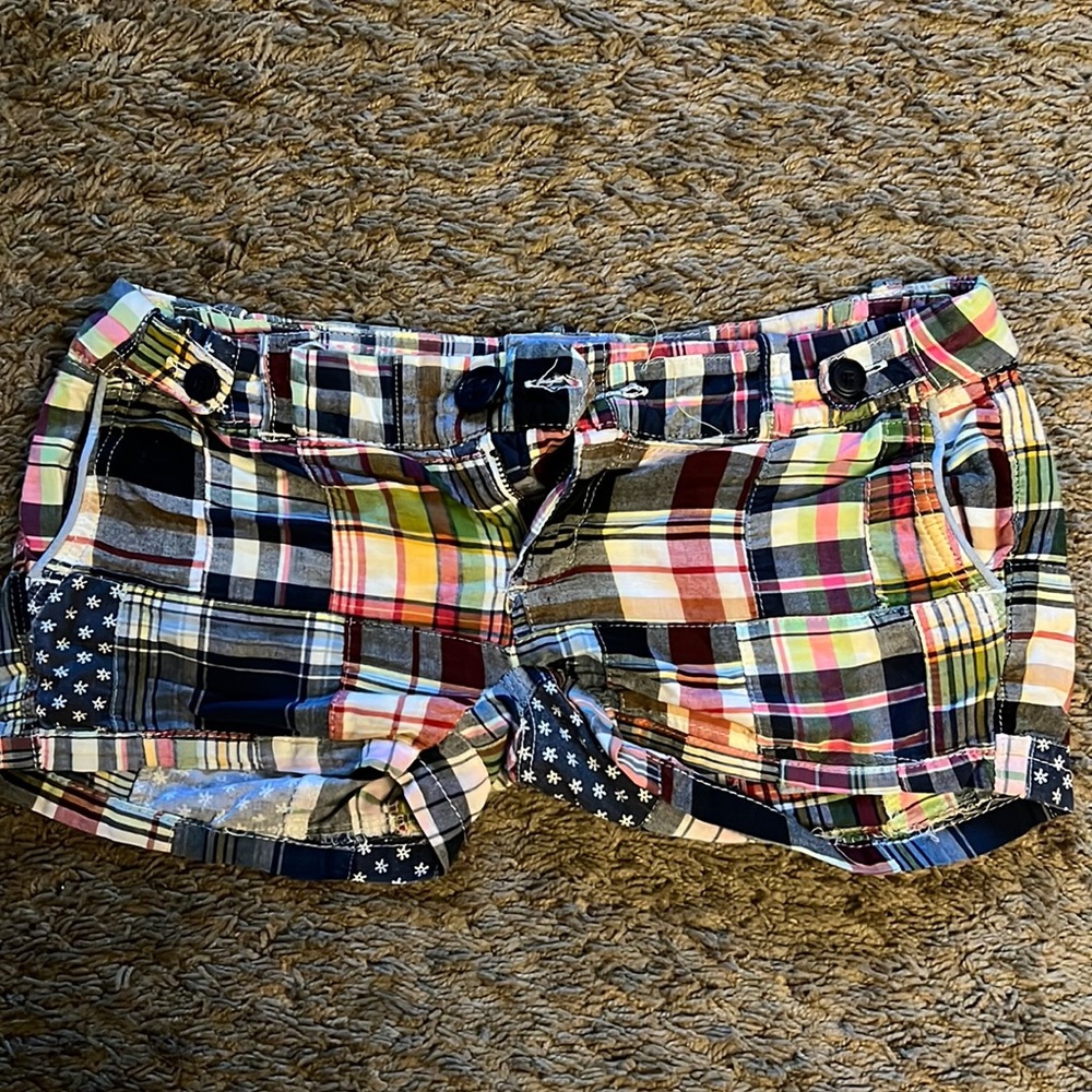 American Eagle Plaid Jean Shorts